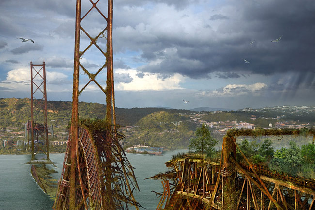 разрушенный мост